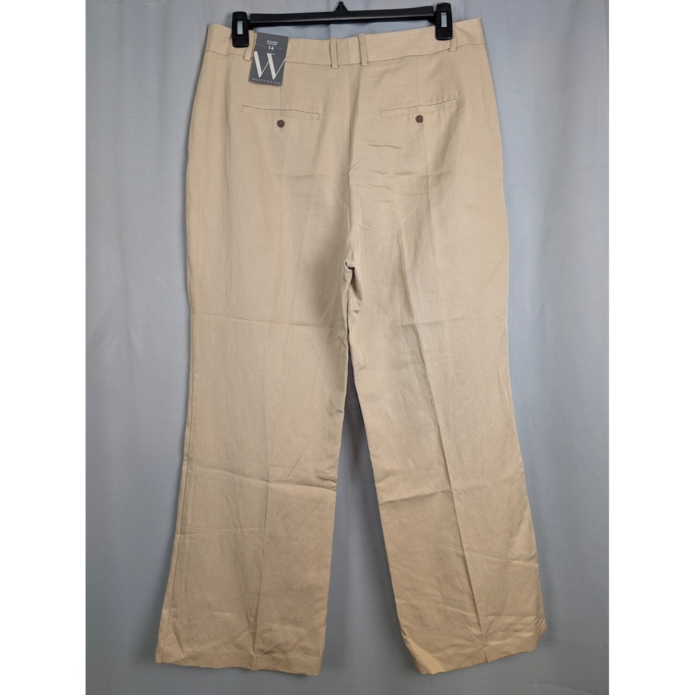 Worthington Trouser Pants‎ Womens SZ 14 Beige NEW High-Rise Wide Leg Workwear - Picture 3 of 9